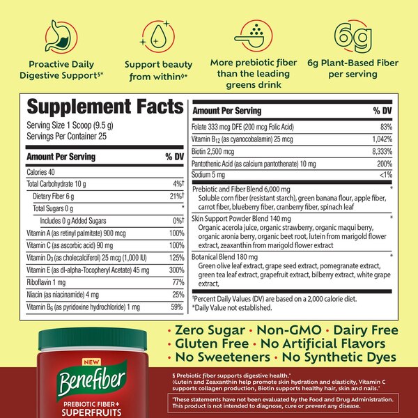 Benefiber Prebiotic Fiber and Super Fruits, 8.81 OZ