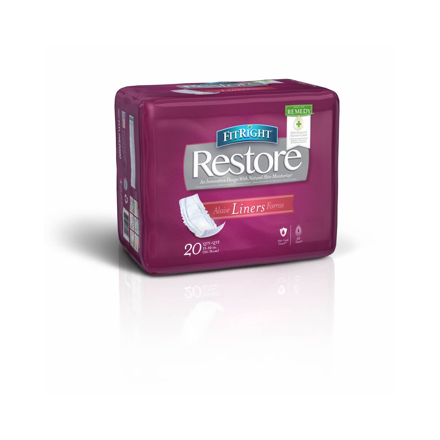 Fitright Absorbency Liner with Low Profile Core to Improve Fit