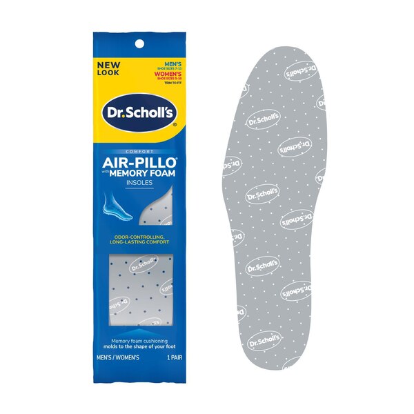 Dr. Scholl's® Air-Pillo® with Memory Foam Insoles, Unisex (Men 7-12) (Women 5-10), 1 Pair, Trim to Fit Inserts