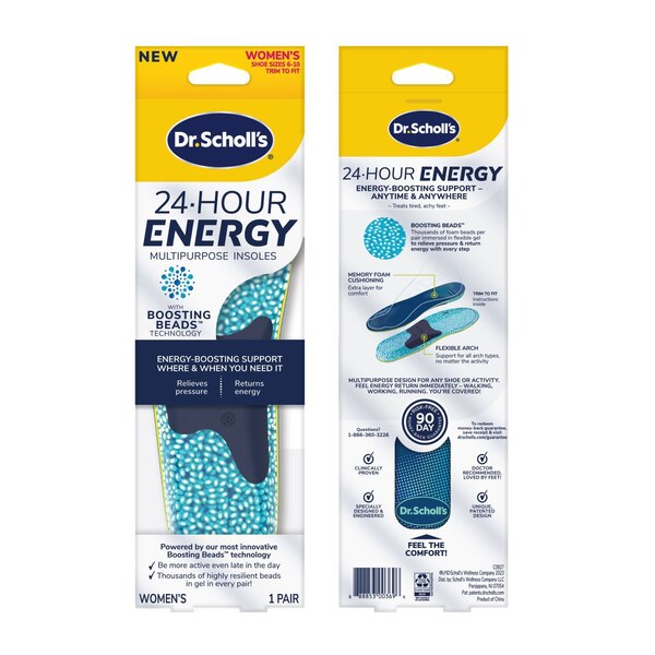 Dr. Scholl's® 24-Hour Energy Multipurpose Insoles, Returns Energy with every step, Relieves Foot Pressure & Tired Achy Feet, Memory Foam & Gel Insert, Women's Shoe Size 6-10, 1 Pair