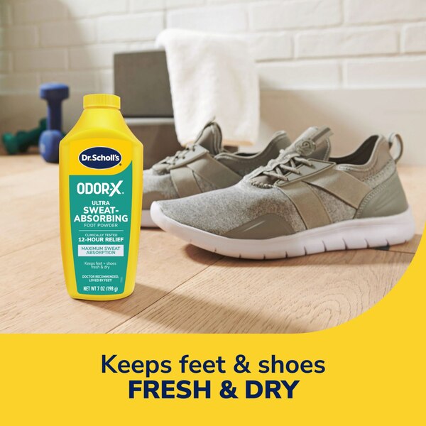 Dr. Scholl's Odor-X Ultra Sweat-Absorbing Foot Powder, 7 OZ