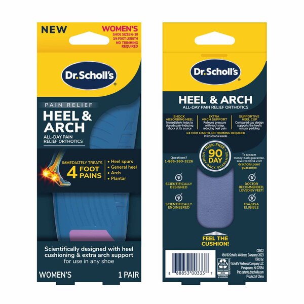 Dr. Scholl's Women's Heel Pain Relief Orthotics, Size 5-12