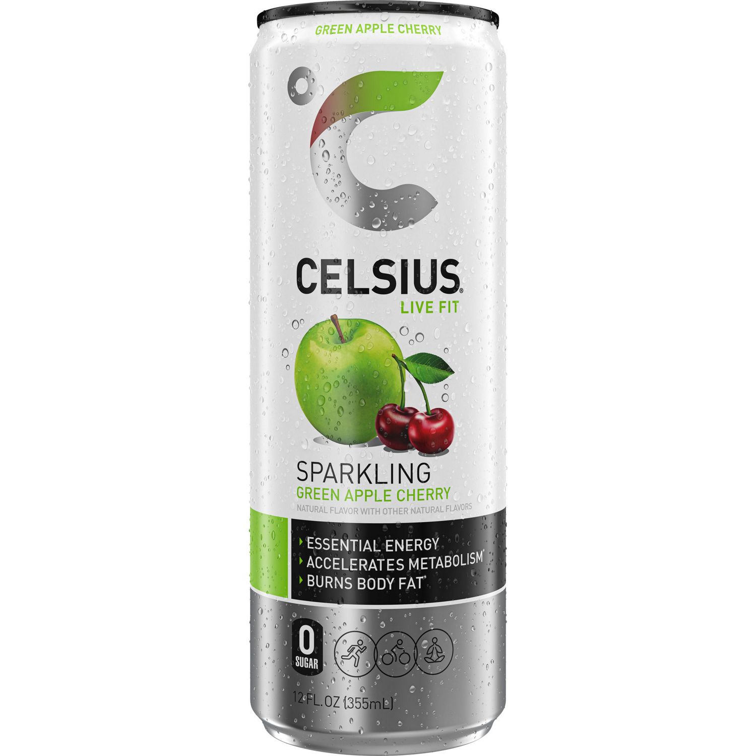 Celsius Sparkling Green Apple Cherry, 12 oz
