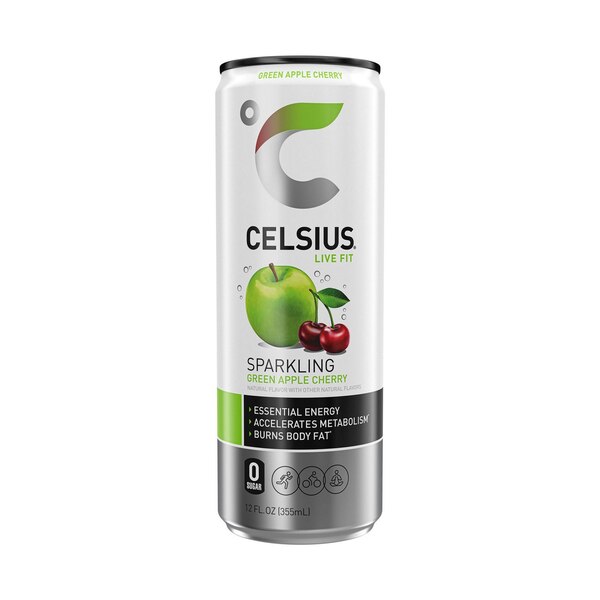 Celsius Sparkling Green Apple Cherry, 12 oz