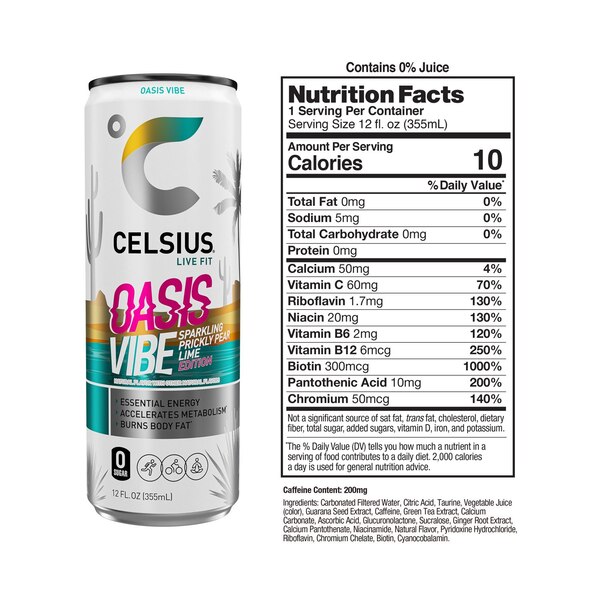 Celsius, Sparkling Oasis Vibe, Energy Drink, 12 oz
