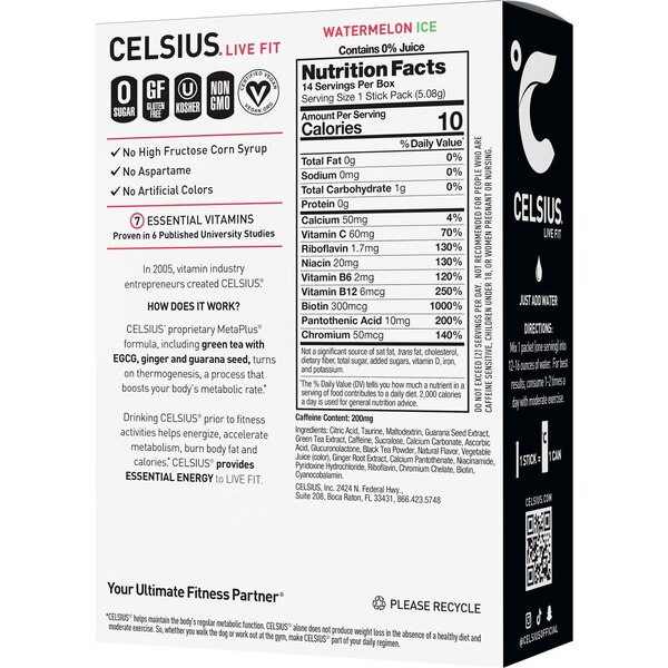CELSIUS Celsius Watermelon Ice OTG Packets 1 Box, 14 CT