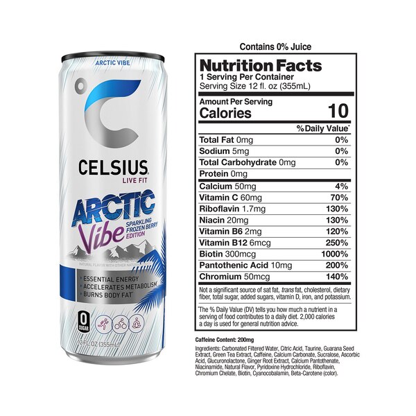Celsius, Arctic Vibe Energy Drink, 12 oz