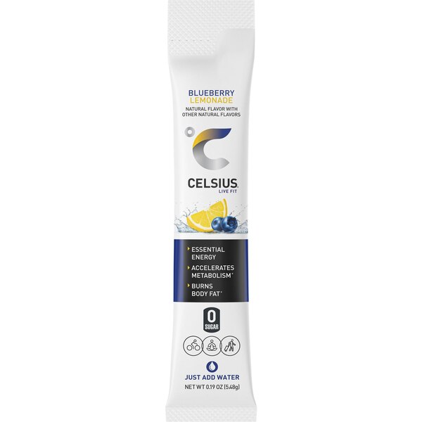 Celsius Blueberry Lemonade OTG Packets. 14 ct, 2.7 oz