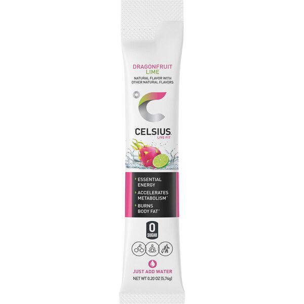 Celsius, On-the-Go Powder Packs, Dragonfruit Lime, 14 ct