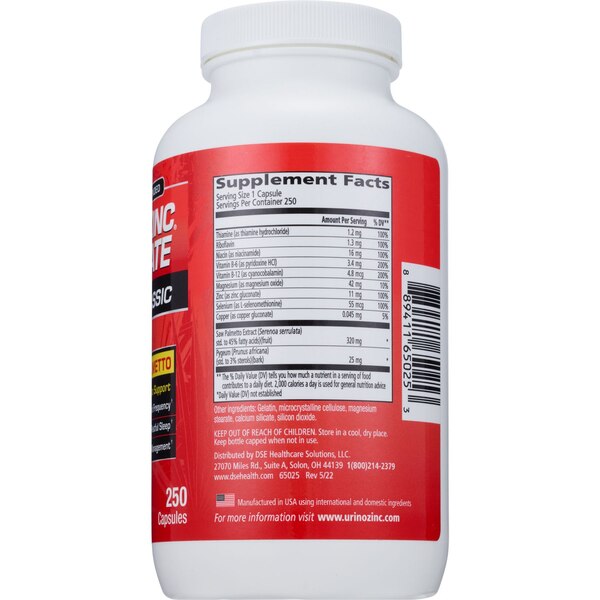 Urinozinc Prostate Dietary Supplement Capsules, 250 CT