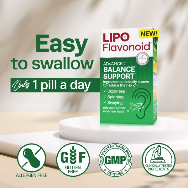 Lipo-Flavonoid Advanced Balance Support Caplets for Vertigo Symptoms, 30 CT