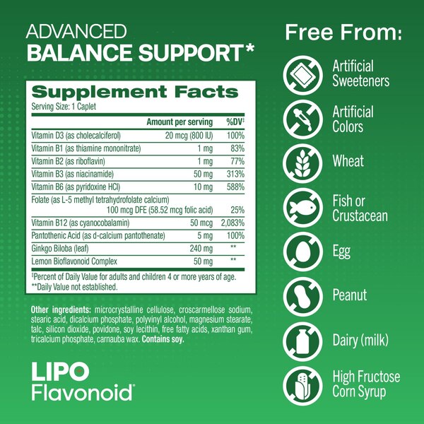 Lipo-Flavonoid Advanced Balance Support Caplets for Vertigo Symptoms, 30 CT