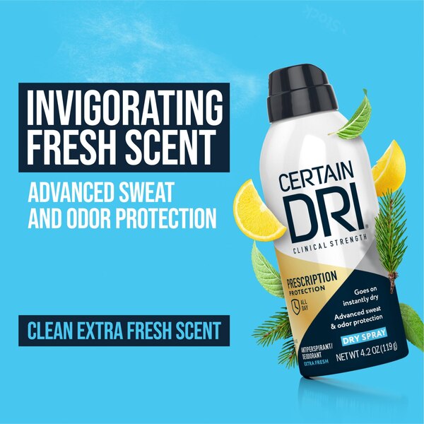 Certain Dri Clinical Strength Antiperspirant Dry Spray, Extra Fresh, 4.2 OZ
