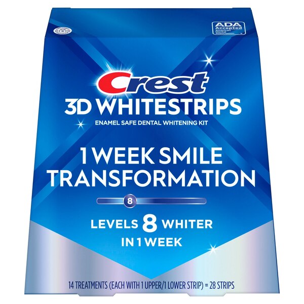 Crest 3D Whitestrips Dental Whitening Kit, Glamorous White, 14 Treatments