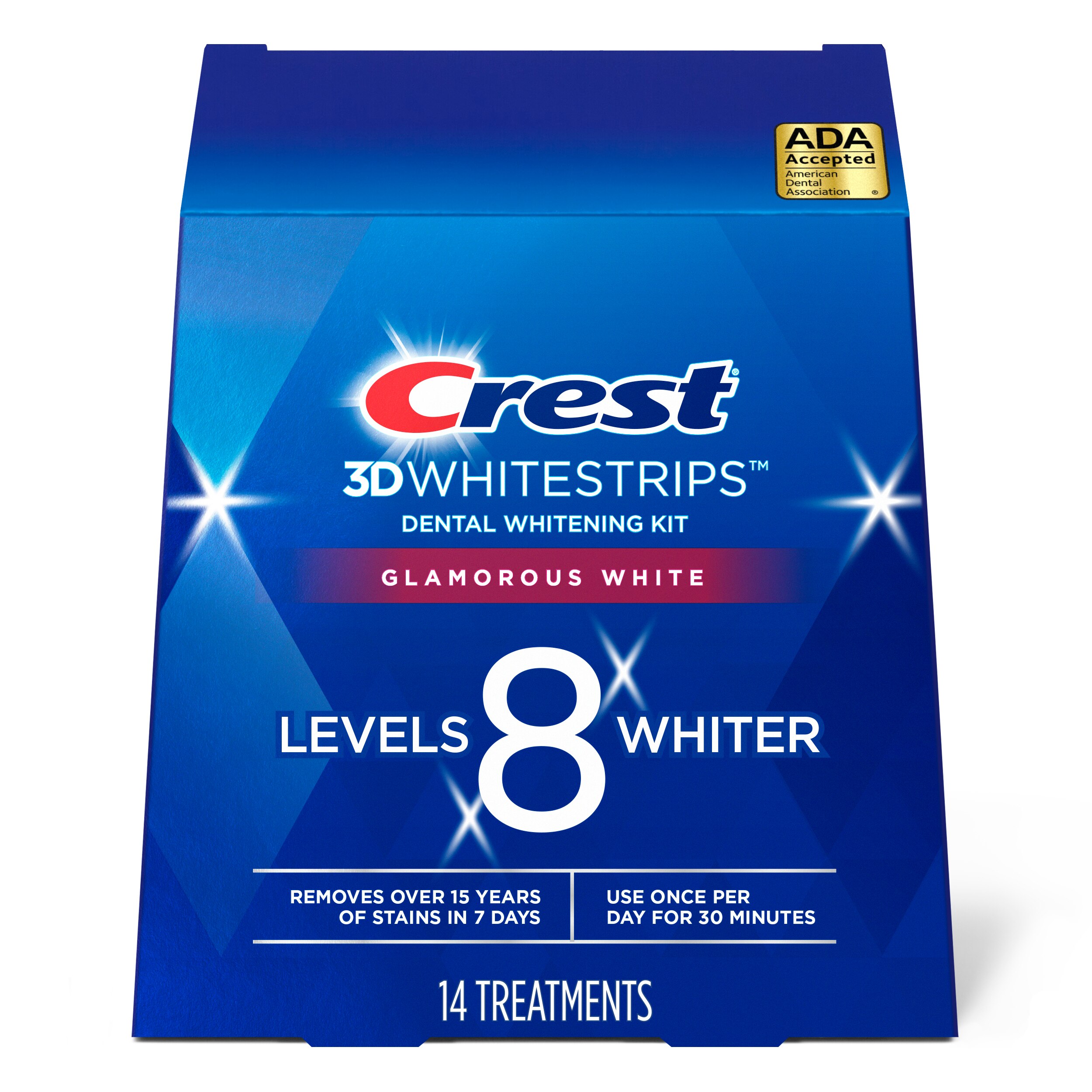 Crest 3D Whitestrips Glamorous White - Kit de blanqueamiento dental, 14 tratamientos