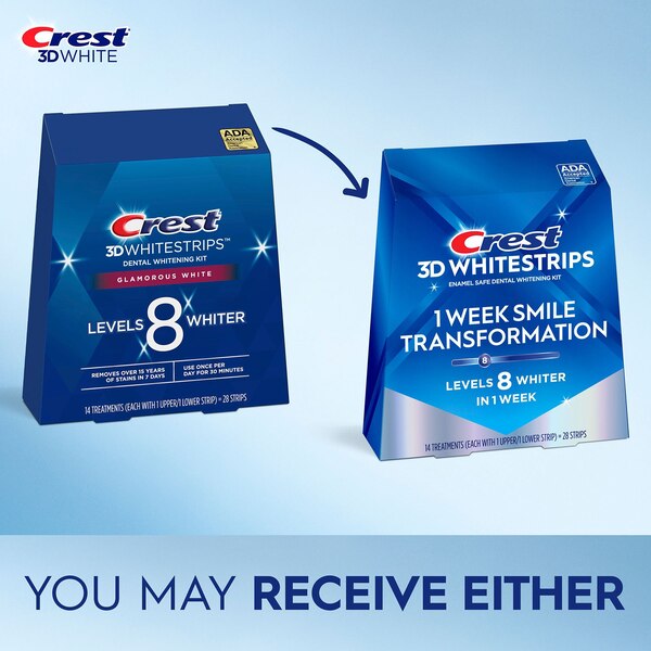 Crest 3D Whitestrips Dental Whitening Kit, Glamorous White, 14 Treatments