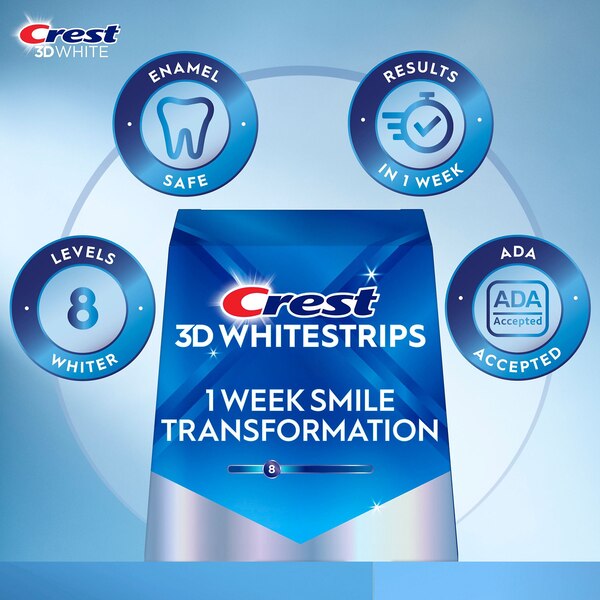 Crest 3D Whitestrips Dental Whitening Kit, Glamorous White, 14 Treatments