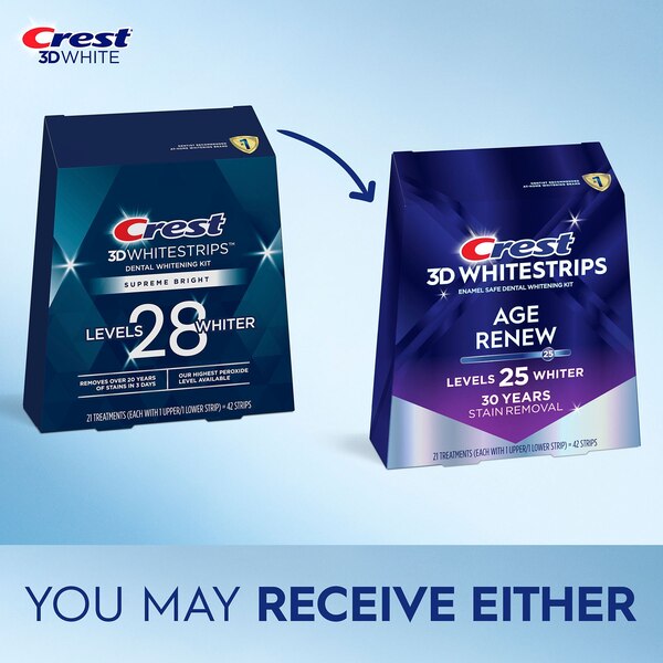 Crest 3D Whitestrips Dental Whitening Kit, Supreme Bright, 21 Treatments
