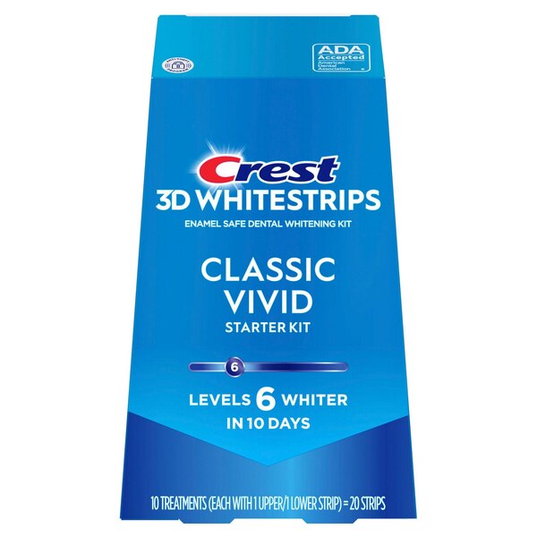 Crest 3D Whitestrips Dental Whitening Kit, Classic Vivid, 10 Treatments