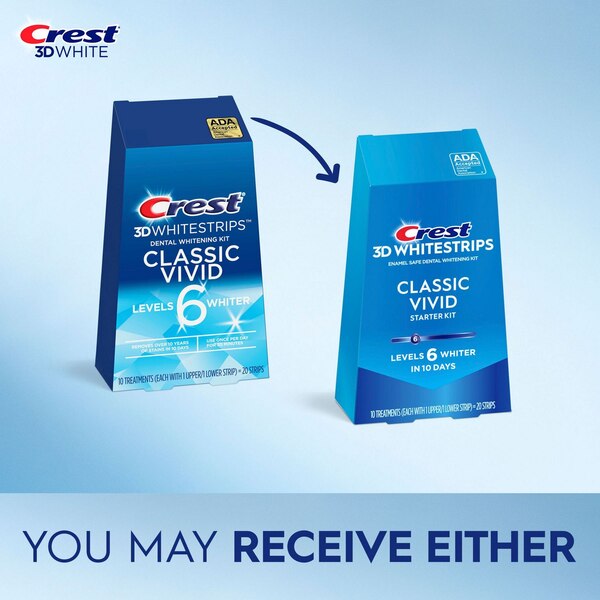 Crest 3D Whitestrips Dental Whitening Kit, Classic Vivid, 10 Treatments
