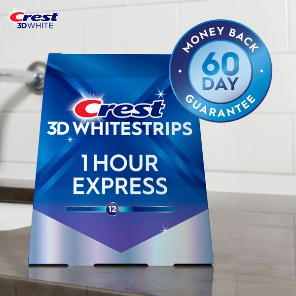 Crest 3D Whitestrips Dental Whitening Kit, 1 Hour Express, 10 Treatments