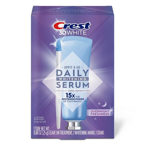 Crest 3D White Daily Whitening Serum Kit, Overnight Freshness