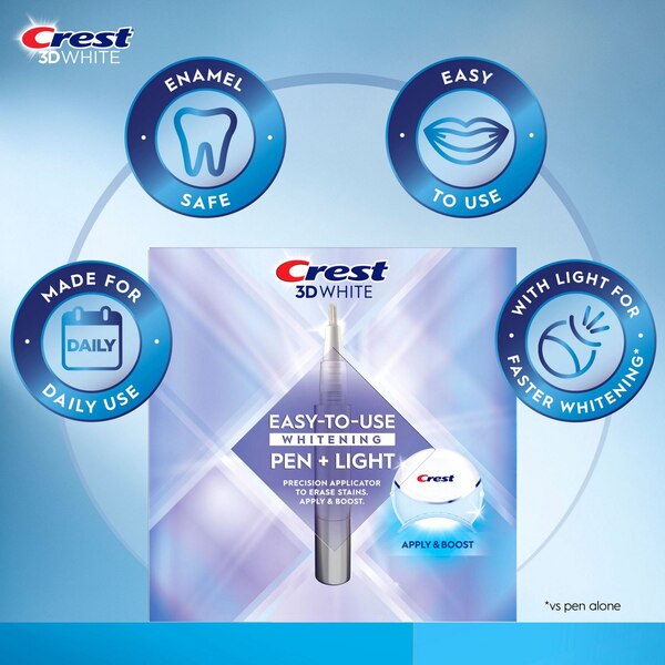 Crest 3D White Easy-To-Use Whitening Pen + Led Light, 0.13 OZ