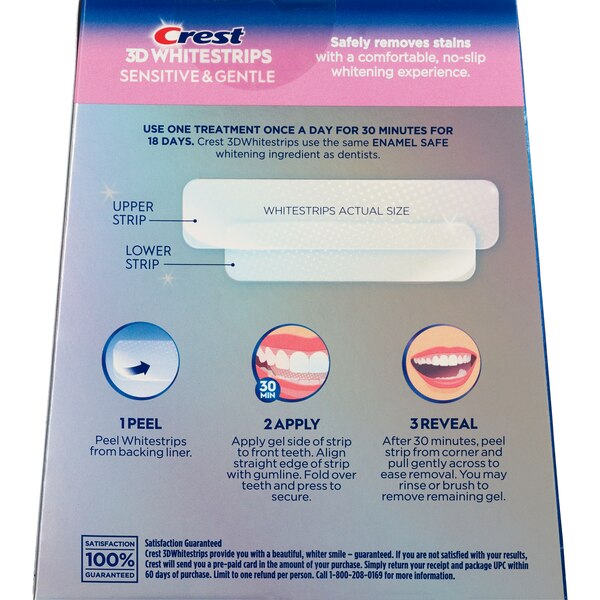 Crest 3D Whitestrips Sensitive & Gentle At-Home Teeth Whitening Kit, 18 Treatments