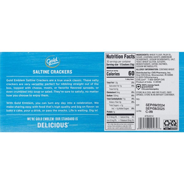 Gold Emblem Saltine Crackers, 4 Packs, 16 oz