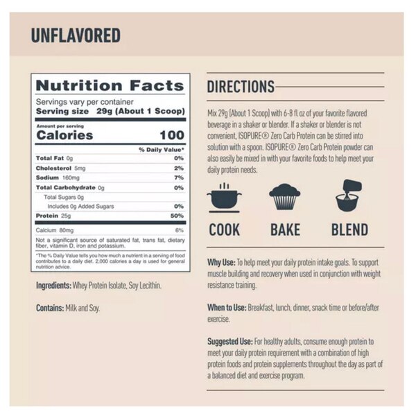 Isopure Zero Carb Protein Powder, 16 OZ