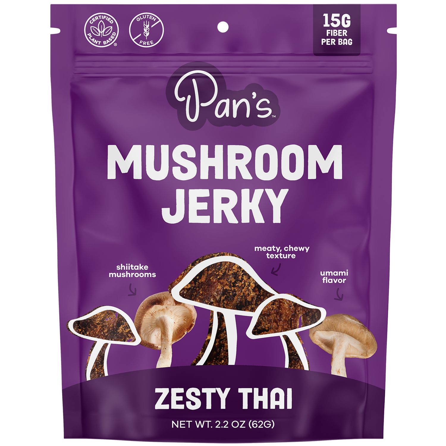 Pan's, Zesty Thai Mushroom Jerky, 2.2 oz