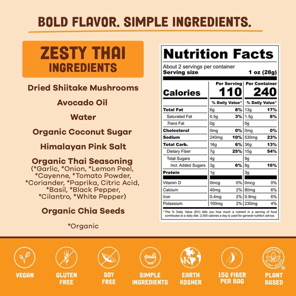 Pan's, Zesty Thai Mushroom Jerky, 2.2 oz