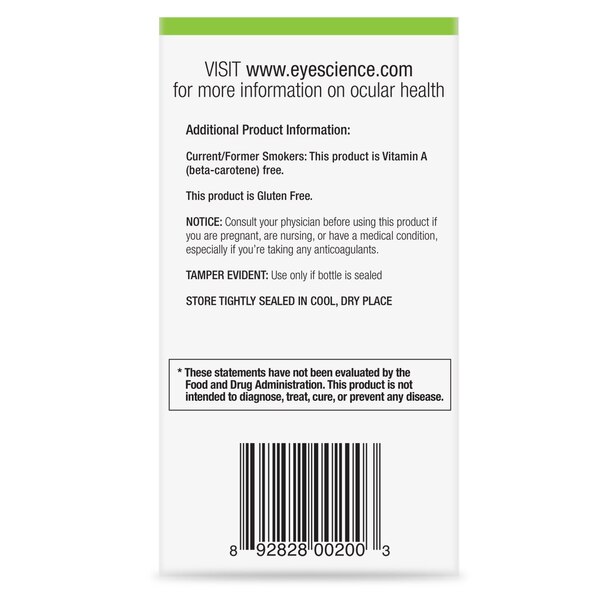 EyeScience Macular Health Formula Advanced Ocular Vitamin Capsules, 60 CT