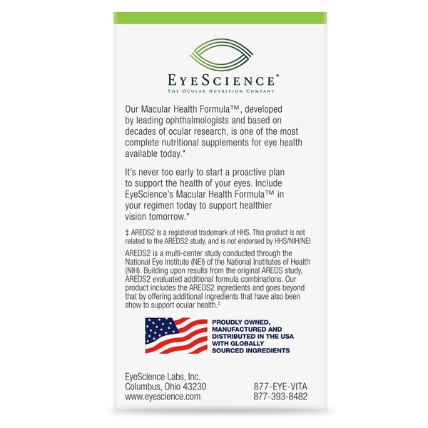 EyeScience Macular Health Formula Advanced Ocular Vitamin Capsules, 60 CT