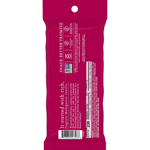 Sahale Snacks Pomegranate Vanilla Flavored Cashews Glazed Mix, 1.5 oz