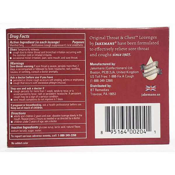 Jakemans Throat & Chest Lozenges Box, 24CT
