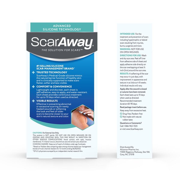 ScarAway Advanced Clear Silicone Scar Sheets, 6 CT