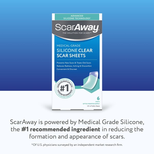 ScarAway Advanced Clear Silicone Scar Sheets, 6 CT