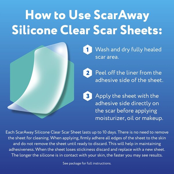 ScarAway Advanced Clear Silicone Scar Sheets, 6 CT