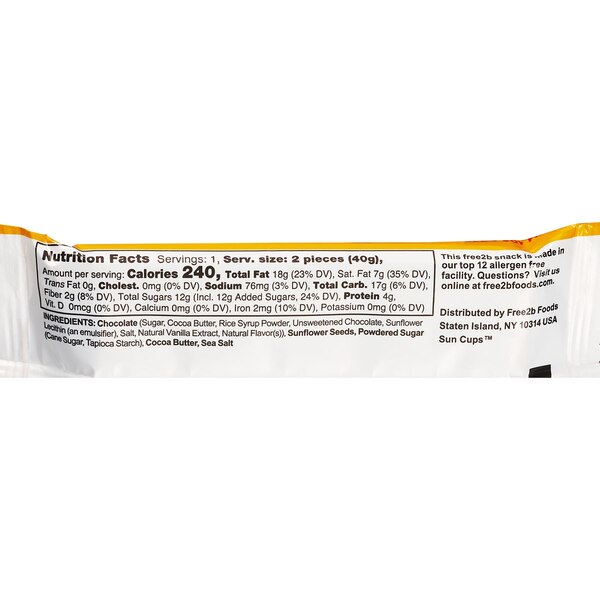 Free2b Chocolate Sunflower Butter Sun Cups