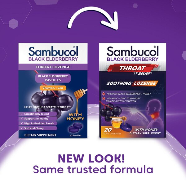 Sambucol Black Elderberry Throat Lozenge, 20 CT