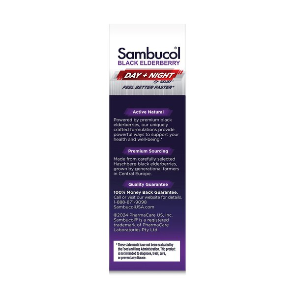 Sambucol Day+Night Cough Relief Capsules, Black Elderberry, 24 CT
