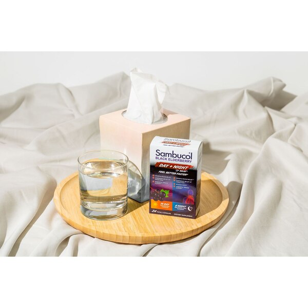 Sambucol Day+Night Cough Relief Capsules, Black Elderberry, 24 CT