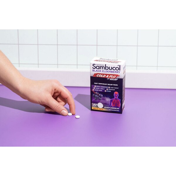 Sambucol Black Elderberry Cold & Flu Relief Quick Dissolve Tablets, 60 CT