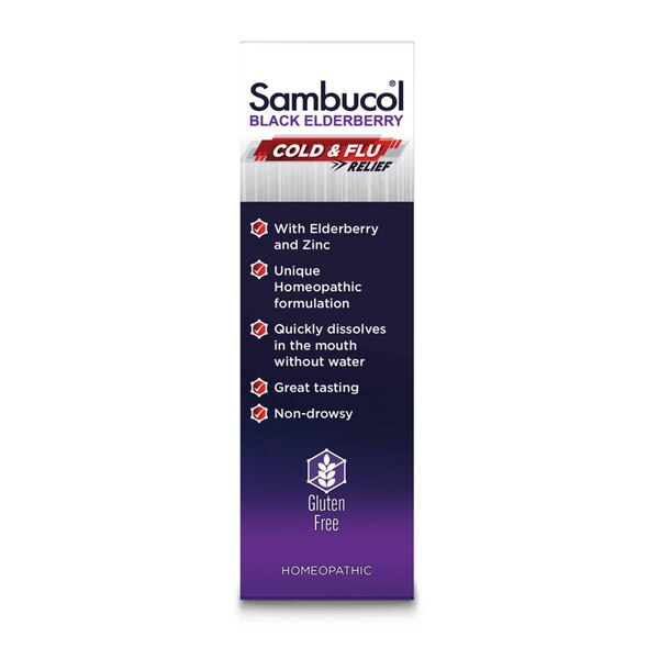 Sambucol Black Elderberry Cold & Flu Relief Quick Dissolve Tablets, 60 CT