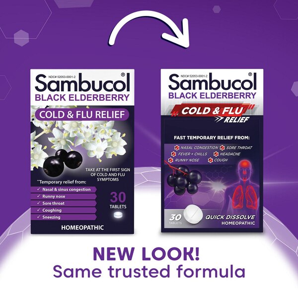 Sambucol Black Elderberry Cold & Flu Relief Tablets, 30 CT