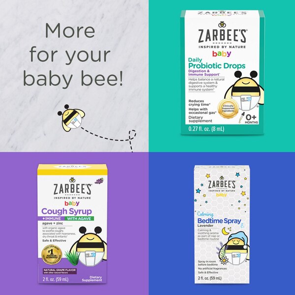 Zarbee's Naturals - Jarabe para la tos + immunoizador con miel para bebés, sabor Natural Cherry, 2 oz líquidas