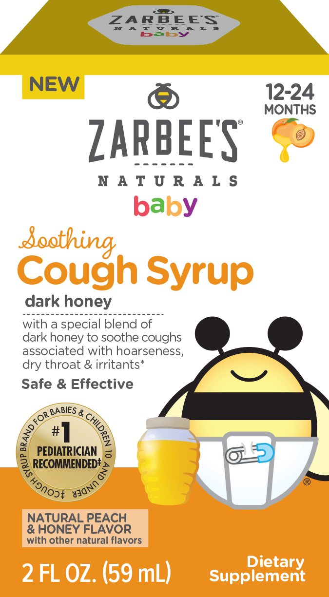 Zarbee's Baby Soothing Cough Syrup with Dark Honey, Natural Peach & Honey Flavor, 2 OZ