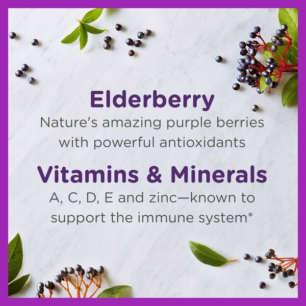 Zarbee's Naturals Children's Elderberry Immune Support, Vitamin C & Zinc, Berry, 21 Gummies