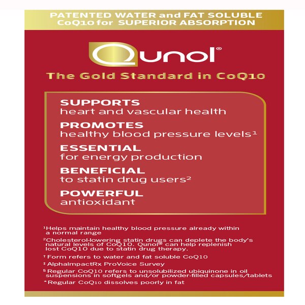 Qunol Mega CoQ10 Ubiquinol Superior Absorption 100mg Softgels, 60 CT